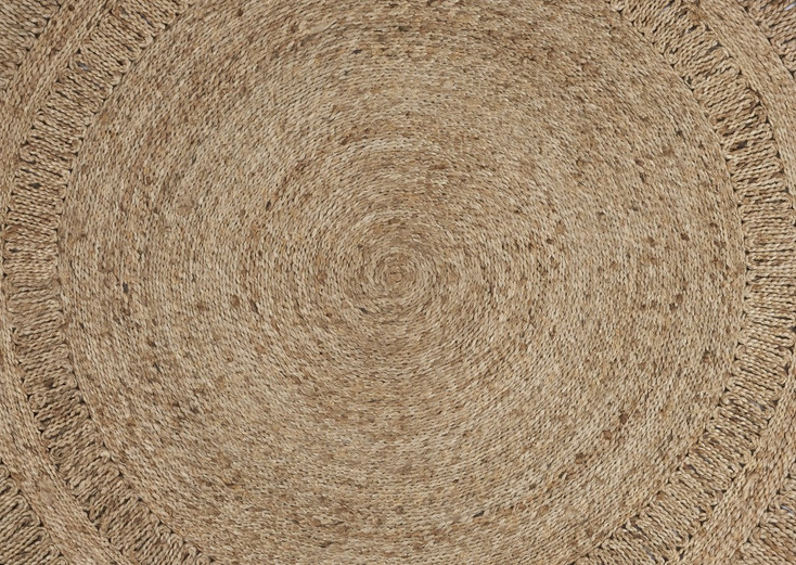 8' Gray Toned Braided Natural Jute Area Rug