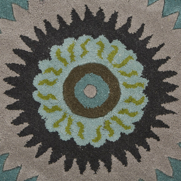 8' Round Green Peacock Feather Area Rug