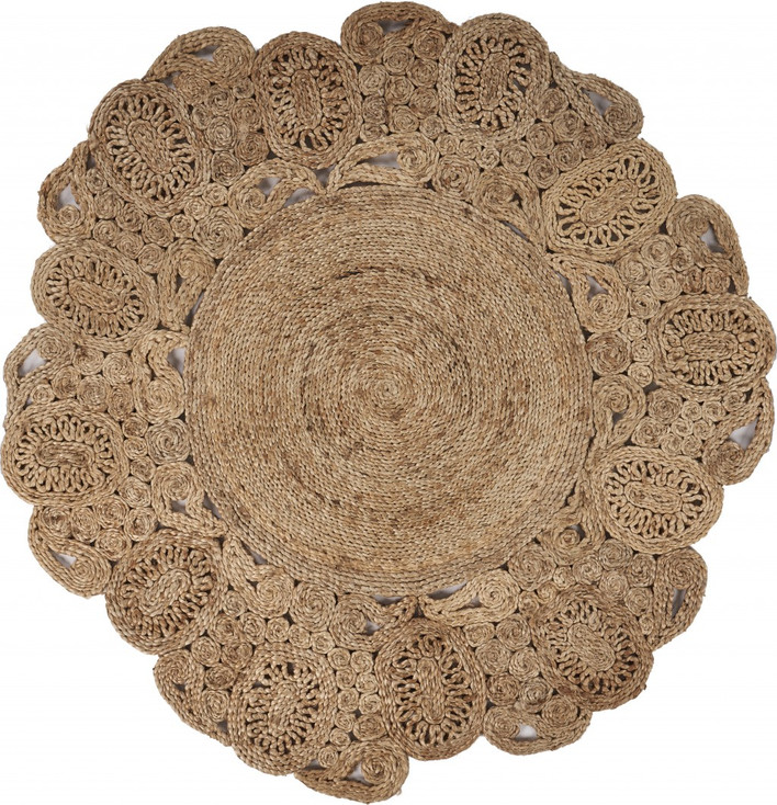 8' Natural Bloom Boutique Round Jute Rug