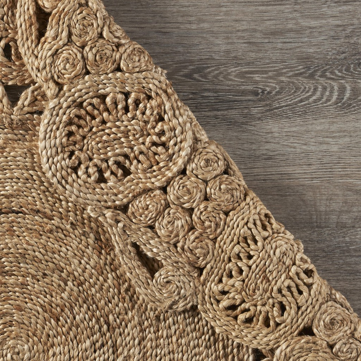 8' Natural Bloom Boutique Round Jute Rug