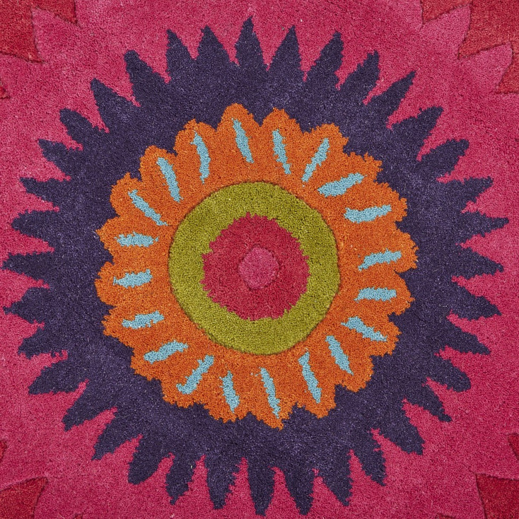 8' Pink Round Wool Hand Tufted Area Rug