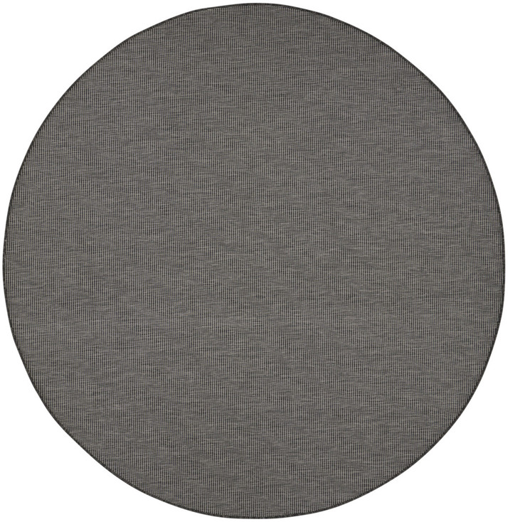 8' Charcoal Round Power Loom Area Rug