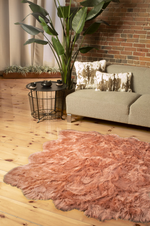 6' x 6' Taupe Wool Sheepskin Handmade Area Rug