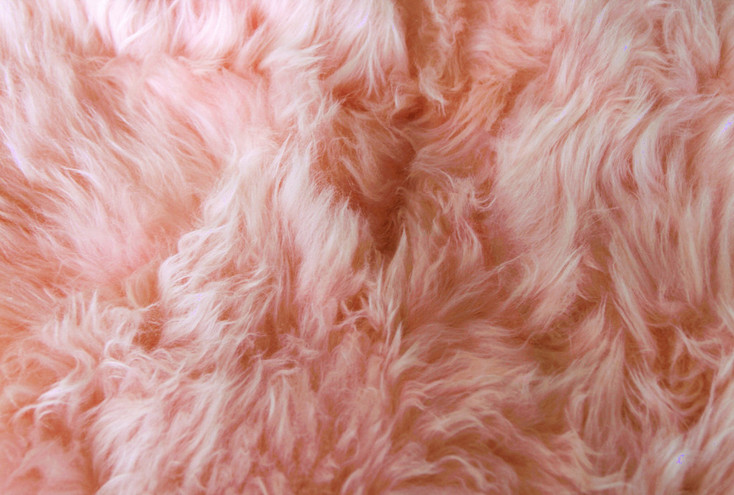 6' x 6' Pink Wool Sheepskin Handmade Area Rug