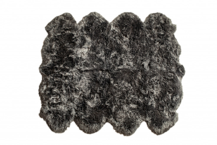 6' x 6' Grey Wool Sheepskin Handmade Area Rug