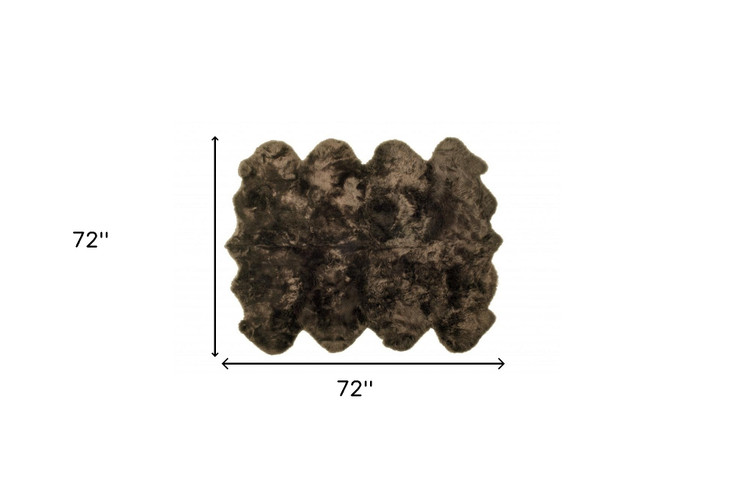 6' x 6' Chocolate Wool Sheepskin Handmade Area Rug