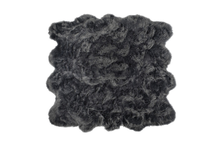 6' x 6' Grey Faux Fur Washable Non Skid Area Rug