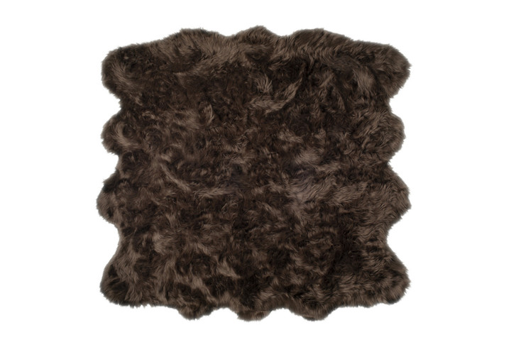 6' x 6' Chocolate Faux Fur Washable Non Skid Area Rug