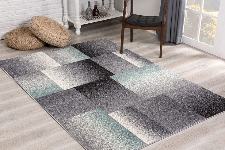 4' x 6' Gray Modern Geometric Rectangle Area Rug