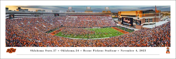 Oklahoma State Cowboys Football 50 Yard Line Celebration Panoramic Art Print