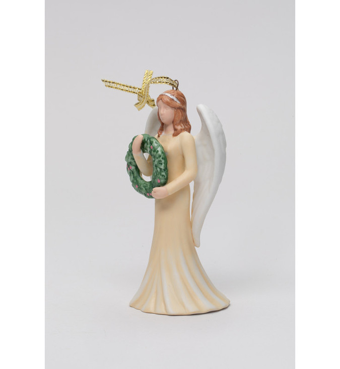 Angel with Wreath Christmas Tree Ornaments, Set of 4