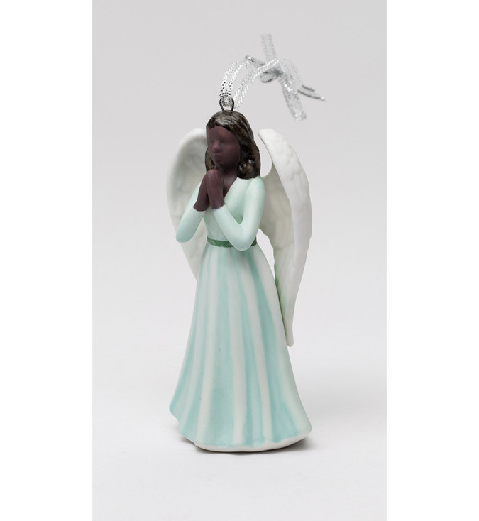 African American Praying Angel Christmas Tree Ornaments, Set of 4