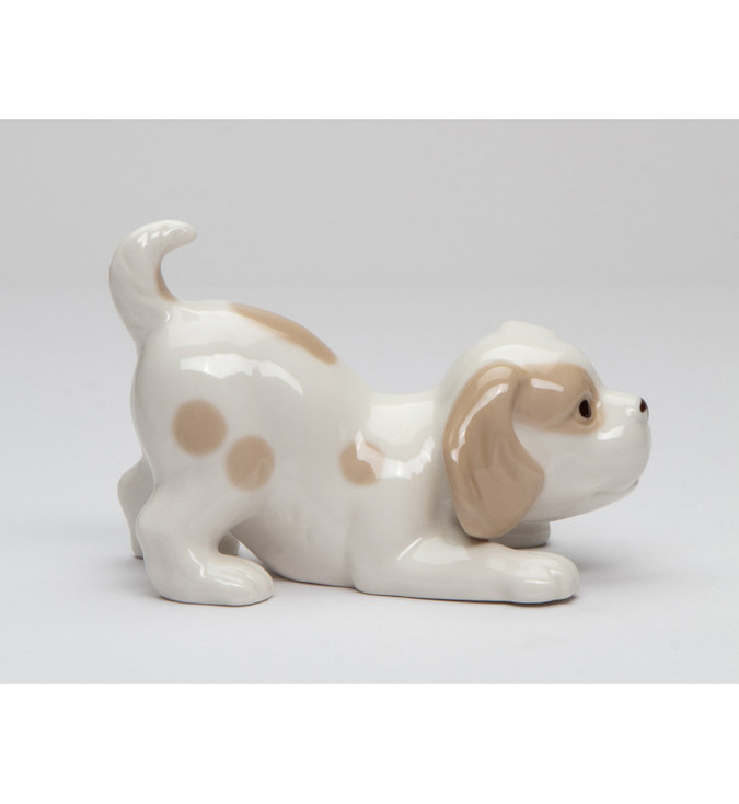 Playful Dog Porcelain Sculpture