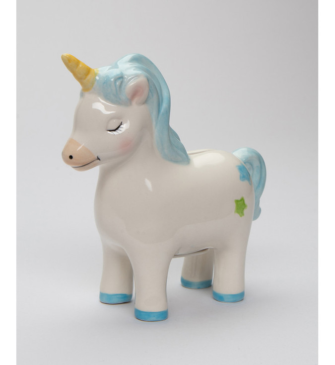 Blue Unicorn Porcelain Money Bank