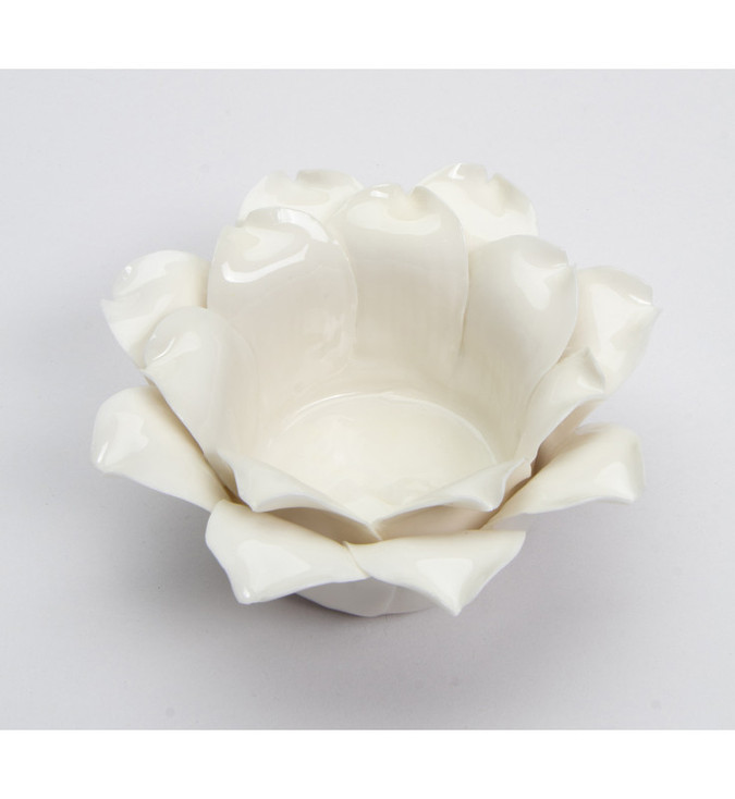 White Flower Porcelain Tea Light Candle Holder