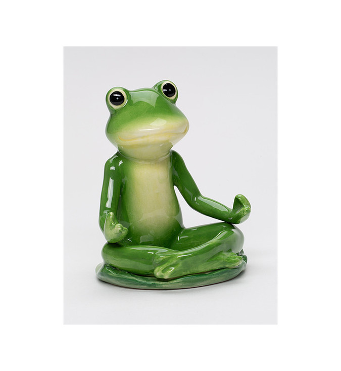 Meditating Frog Porcelain Tea Light Candle Holder
