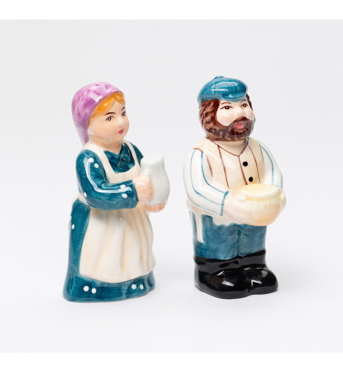 Jewish Couple with Honey and Milk Porcelain Salt and Pepper Shakers, Set of 4
