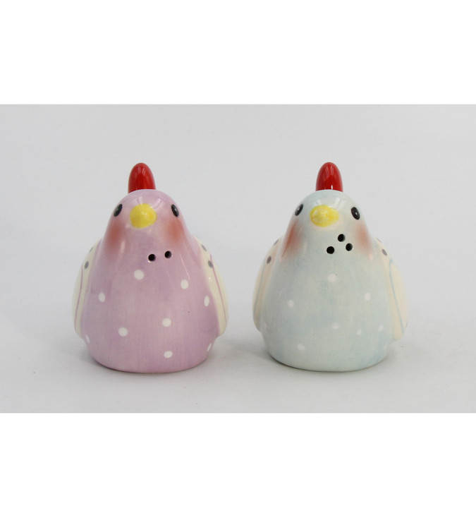 Love Birds with Red Heart Porcelain Salt and Pepper Shakers, Set of 4