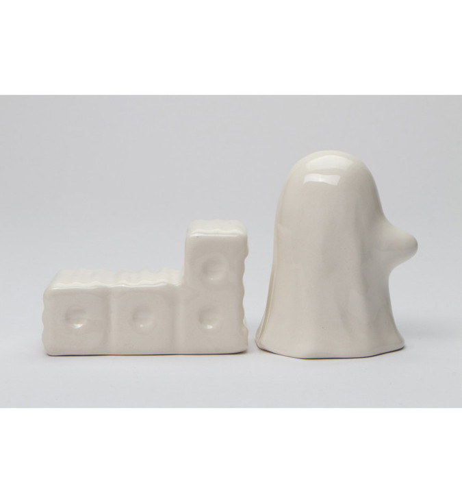 Halloween Ghost and Boo Porcelain Salt and Pepper Shakers, Set of 4