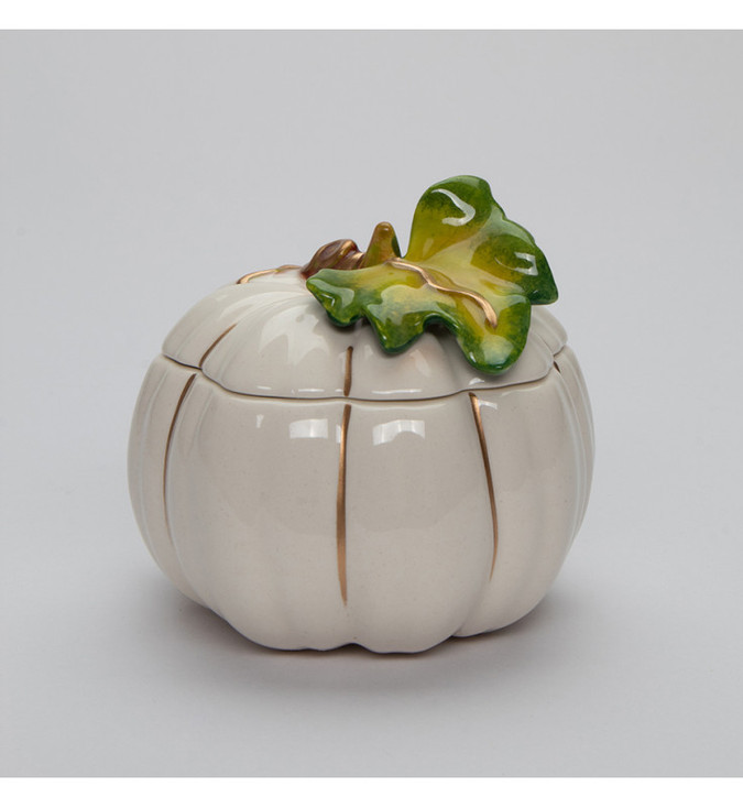 Small White Pumpkin Porcelain Candy Jar