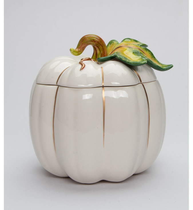 White Pumpkin Porcelain Candy Jar