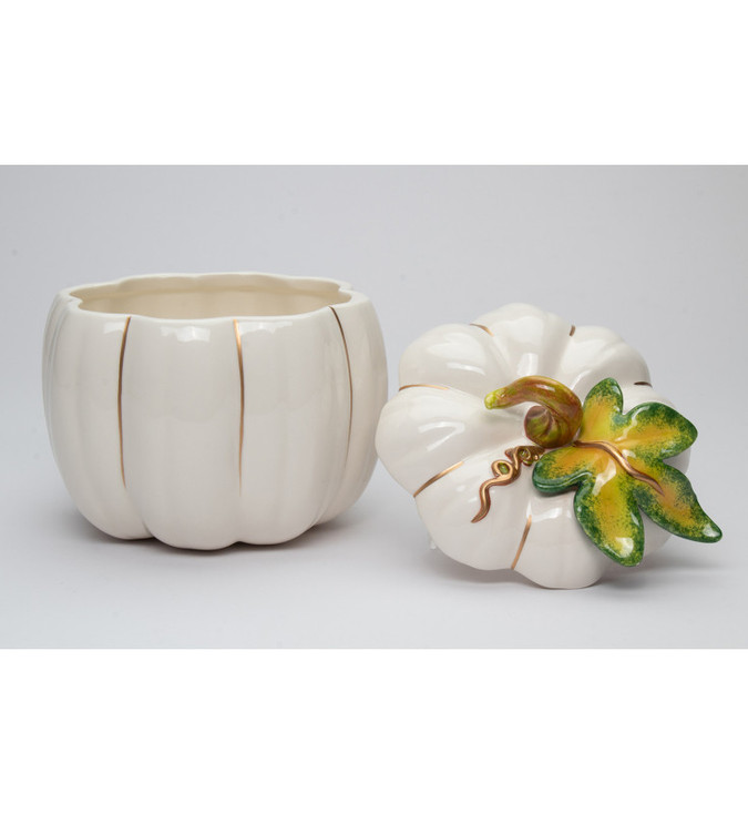 White Pumpkin Porcelain Candy Jar