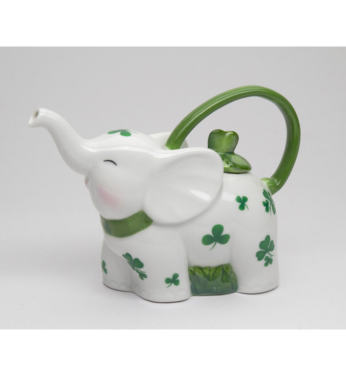 Elephant with Shamrock Pattern Porcelain Teapot