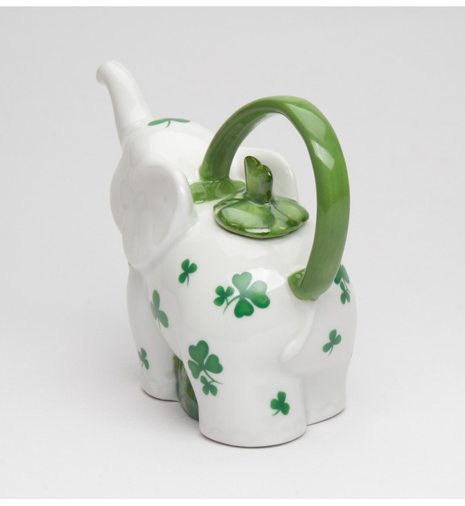 Elephant with Shamrock Pattern Porcelain Teapot