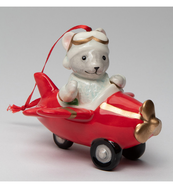 Mouse Airplane Christmas Tree Ornaments, Set of 2