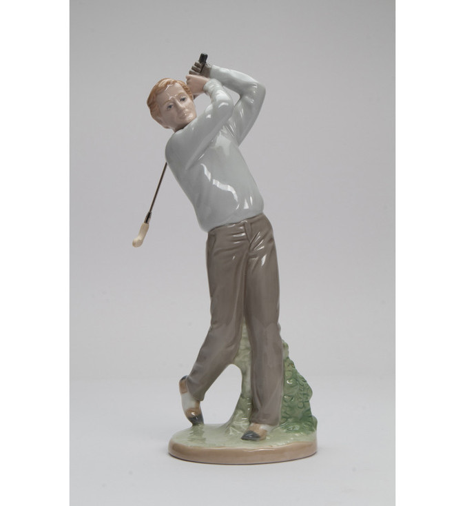 Male Golfer Porcelain Figurine Sculpture