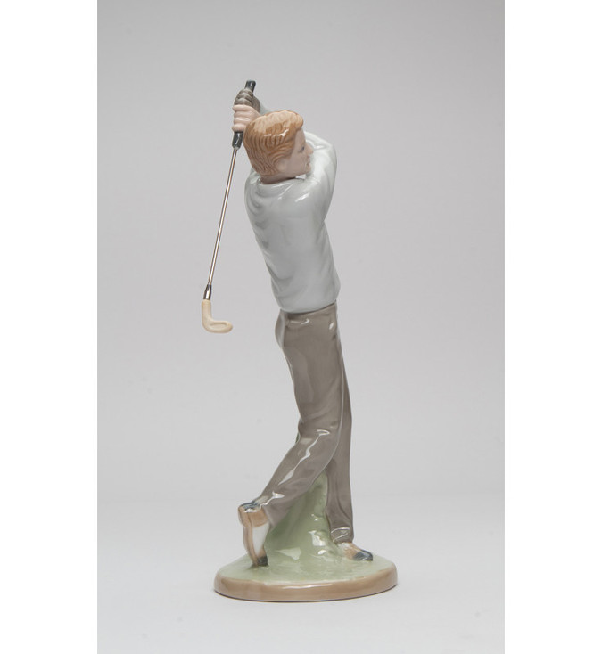 Male Golfer Porcelain Figurine Sculpture