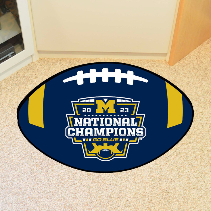 20.5" x 32.5" Michigan Wolverines 2023 National Champions Football Shape Mat