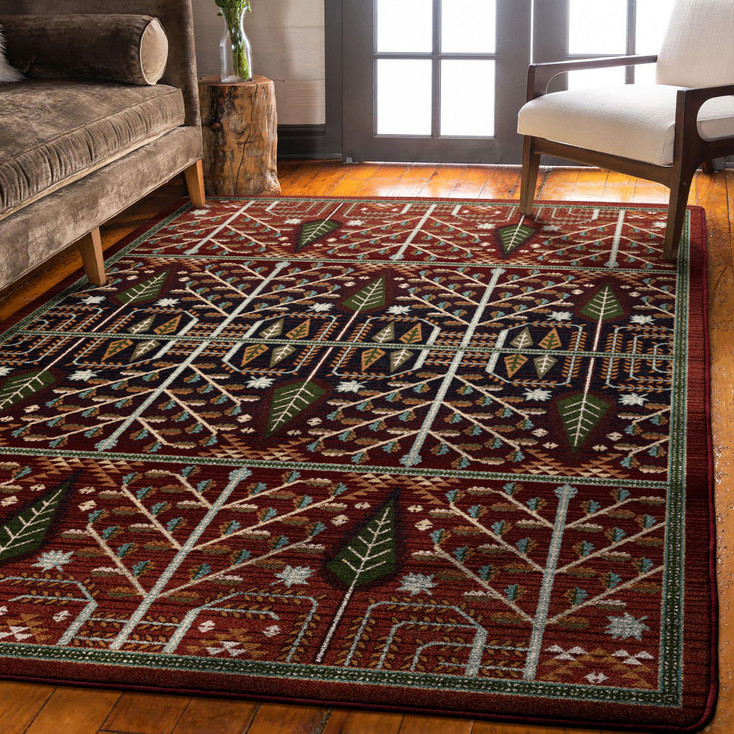 4' x 5' Flourish Forest Garnet Rectangle Nylon Area Rug