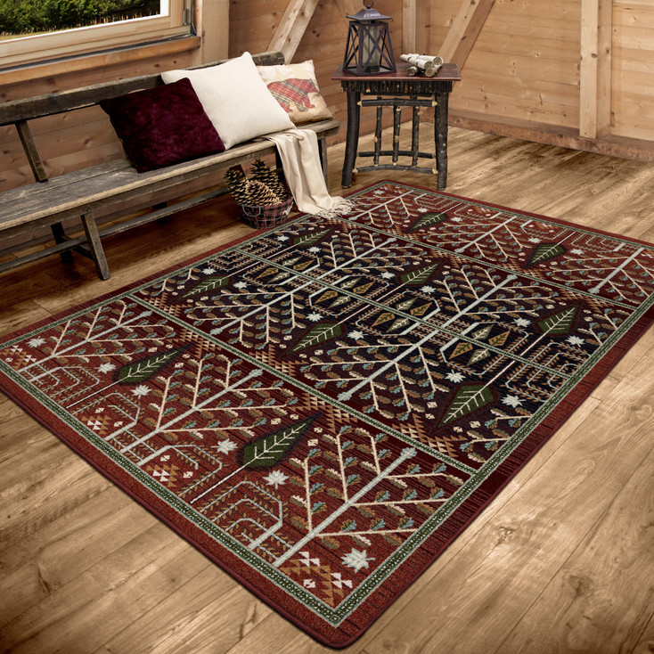 8' x 11' Flourish Forest Garnet Rectangle Nylon Area Rug