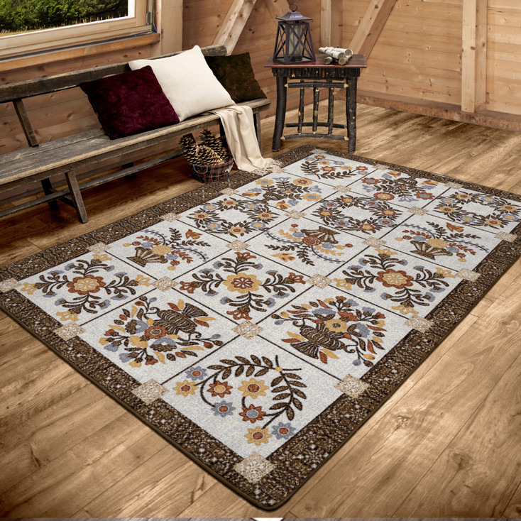 4' x 5' Inspired Quilt Brown Rectangle Nylon Area Rug