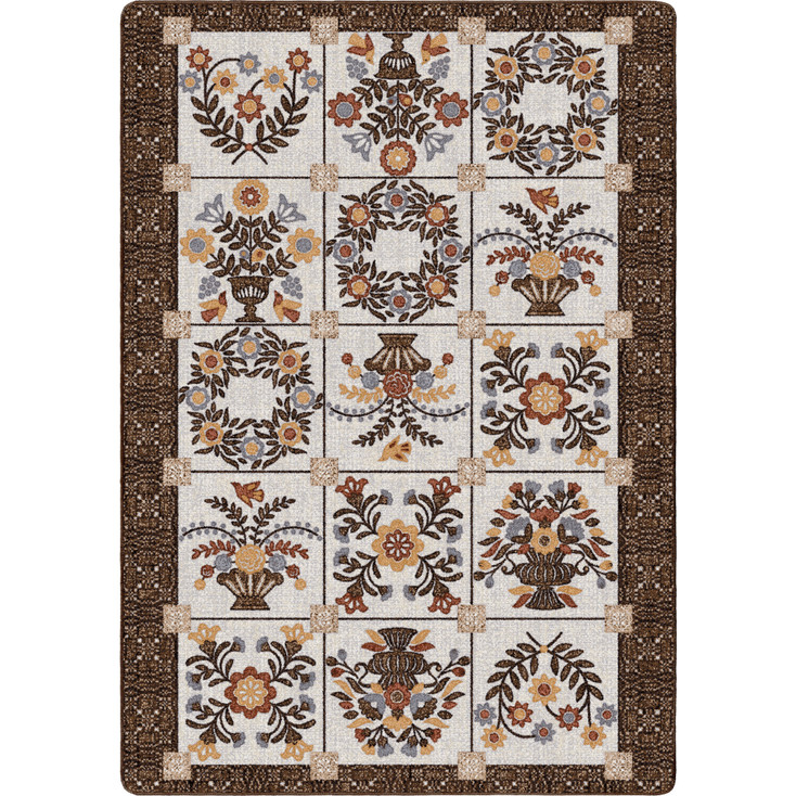 8' x 11' Inspired Quilt Brown Rectangle Nylon Area Rug