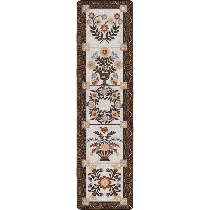 2' x 8' Inspired Quilt Brown Rectangle Runner Nylon Area Rug