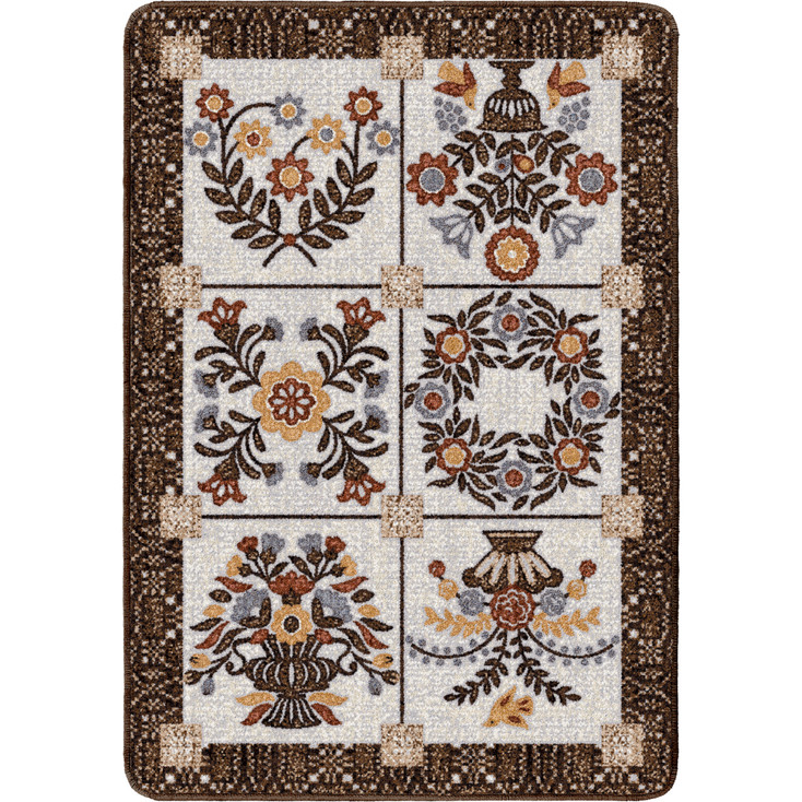 3' x 4' Inspired Quilt Brown Rectangle Scatter Nylon Area Rug