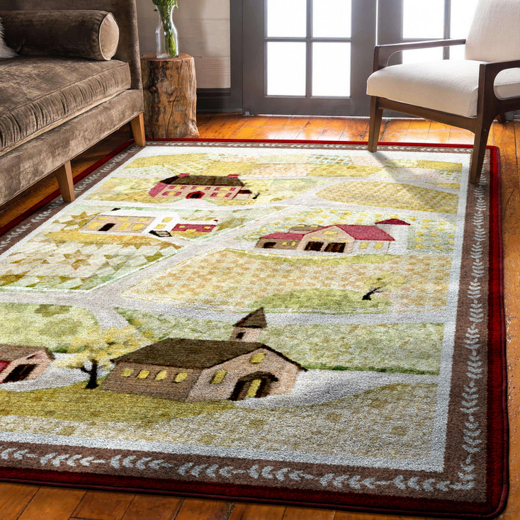 4' x 5' Summer Fields Quilt Rectangle Nylon Area Rug