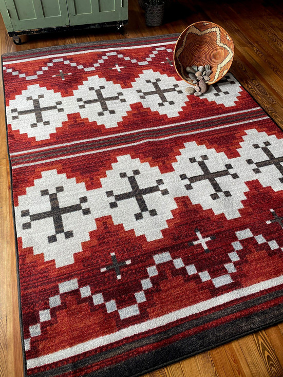 3' x 4' Pathways Red Rectangle Scatter Nylon Area Rug