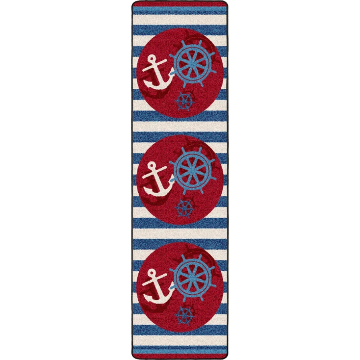 2' x 8' Ahoy There Nautical Rectangle Runner Nylon Area Rug