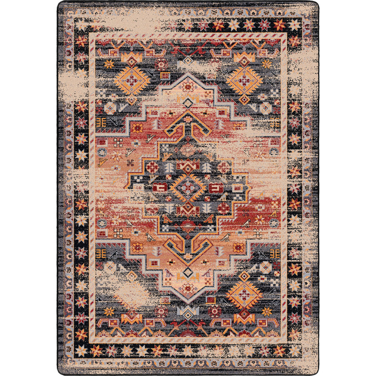 4' x 5' Persian Version Distressed Sunset Rectangle Nylon Area Rug