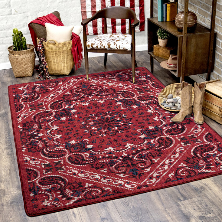 8' x 11' Kerchief Rodeo Red Rectangle Nylon Area Rug