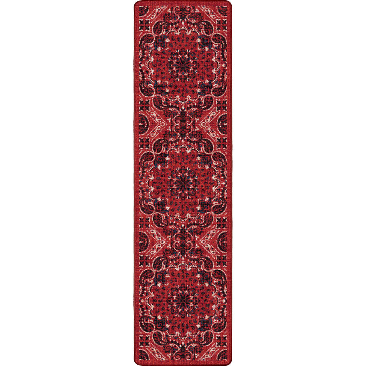 2' x 8' Kerchief Rodeo Red Rectangle Runner Nylon Area Rug