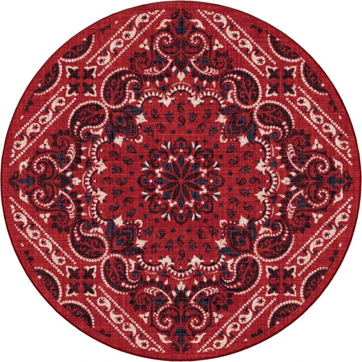 8' Kerchief Rodeo Red Round Nylon Area Rug
