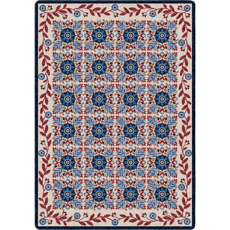 5' x 8' United Quilt Antique Red White Blue Rectangle Nylon Area Rug