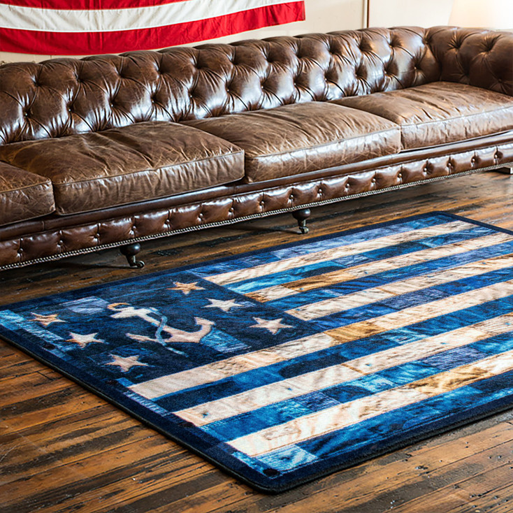 4' x 5' Blue Jean Anchor Flag Rectangle Nylon Area Rug
