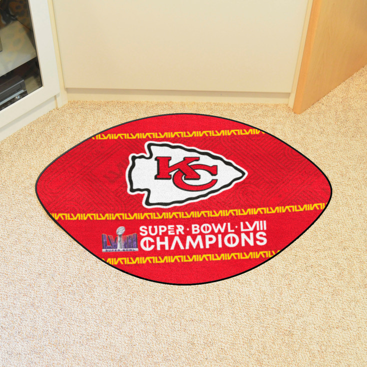 20.5" x 32.5" Kansas City Chiefs Super Bowl LVIII Football Shape Mat