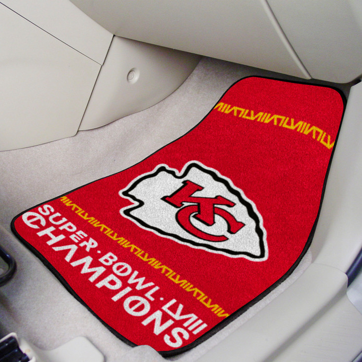 Kansas City Chiefs Super Bowl LVIII Champions Carpet Car Mat, Set of 2