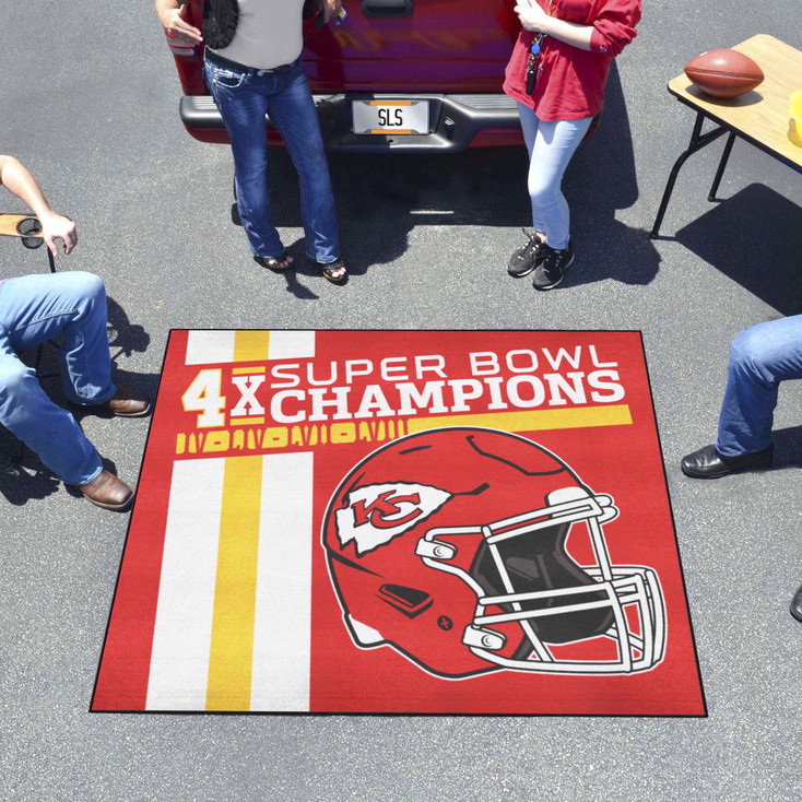 59.5" x 71" Kansas City Chiefs 4x Super Bowl Champs Dynasty Tailgater Red Mat